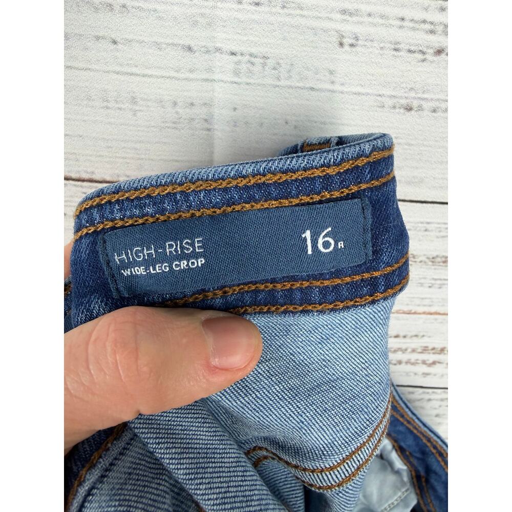 J.Jill High Rise Wide Leg Crop Blue Jeans 16 Regular Stretch Casual Button Fly - Picture 8 of 9